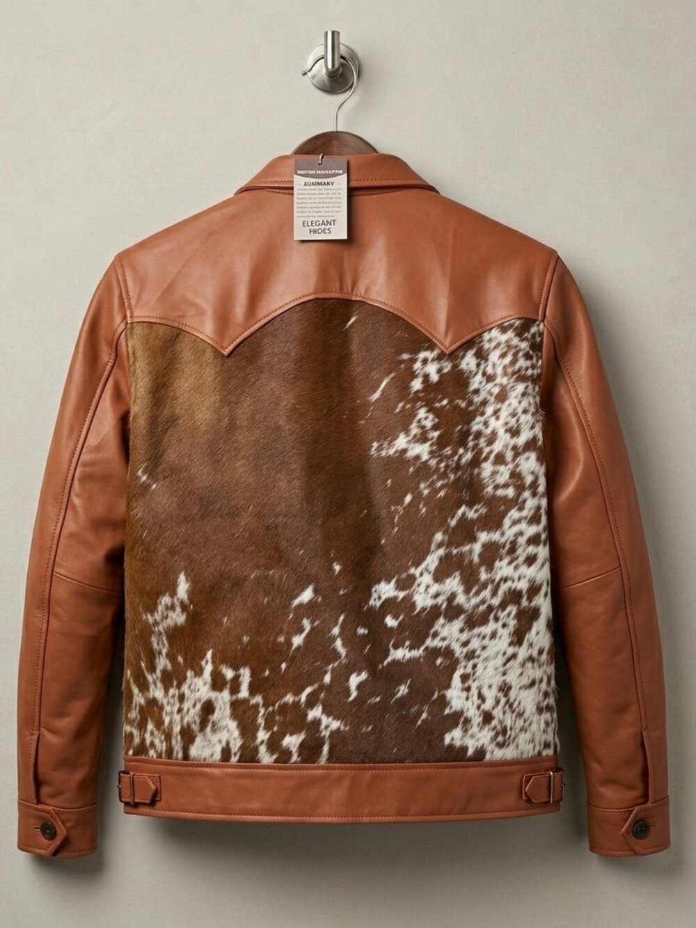 Real Cowhide Leather Jacket | Western Hair on Hide Handmade Leather Outerwear - Picture 2 of 6